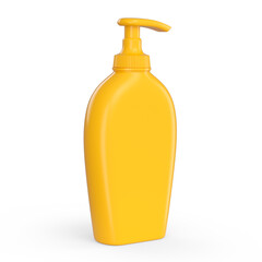 Orange sunscreens bottle or sunblock cream tube isolated on white background.