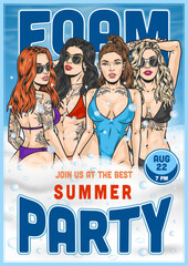 Female foam party poster colorful