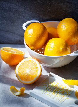 Meyer lemons, whole and halved
