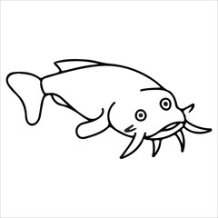 Catfish illustration, catfish doodle, catfish icon