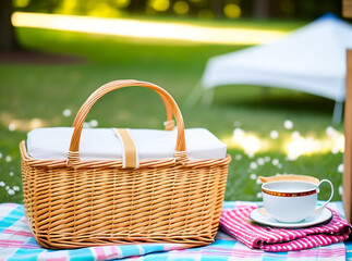 picnic basket on the grass