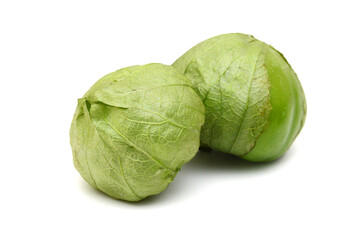 Fototapeta premium Stack tomato tomatillos fruits isolated on white background 