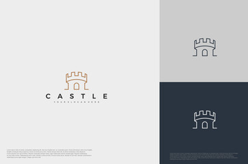 simple medieval castle Logo illustration vector design template