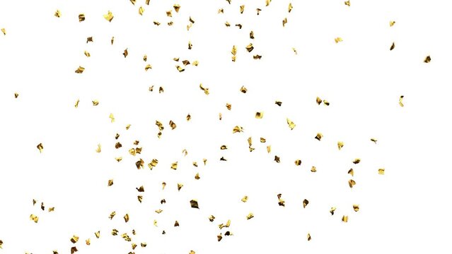 pluie de confettis dorés lancée à partir d'un canon tombant lentement - canal alpha séparé - rendu 4k 3D