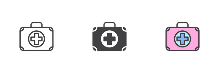First aid kit different style icon set