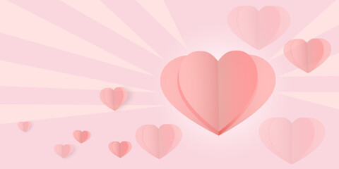 Fototapeta na wymiar Heart Valentine's Day, Creative paper cut heart decorated background
