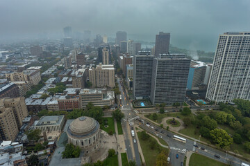 Fototapeta premium Overhead shot looking down on northern Chicago