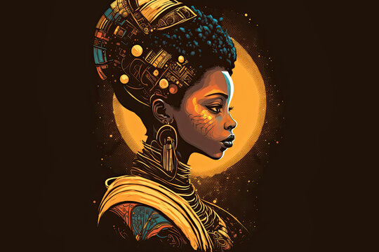 Kwanzaa African Queen, vector. Generative AI.	