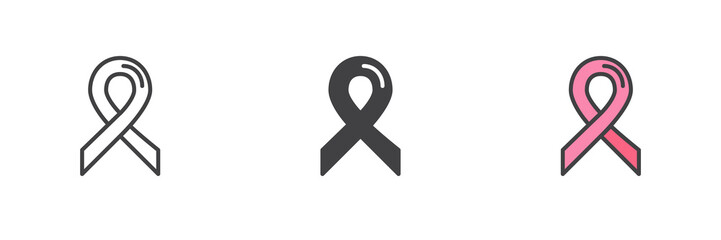 Awareness ribbon different style icon set
