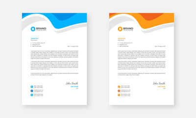 Professional abstract vector letterhead design template.