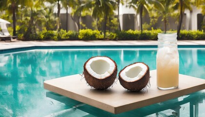 cocktail coconut on the pool Generative AI