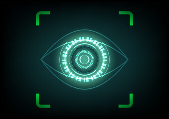 Eye scan futuristic technology background. Biometric data security concept. Vector illustration.