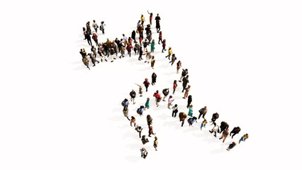 Concept or conceptual large community of people as the image of a volleyball player on white background.  A 3d illustration metaphor for sport, competition, training,  relaxation, family and fun