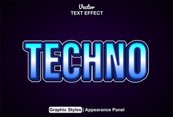 techno text effect with graphic style and editable.