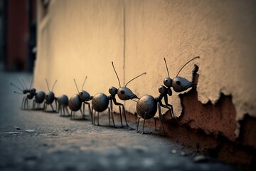 ants next to the wall