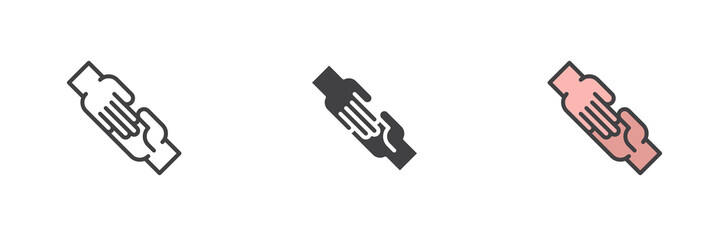 Helping hand different style icon set