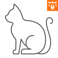 Cat line icon, outline style icon for web site or mobile app, animals and home pets, kitten vector icon, simple vector illustration, vector graphics with editable strokes.