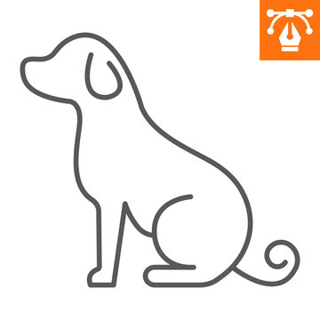 Dog line icon, outline style icon for web site or mobile app, animals and home pets, puppy vector icon, simple vector illustration, vector graphics with editable strokes.