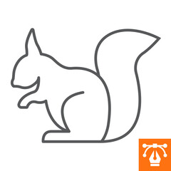 Squirrel line icon, outline style icon for web site or mobile app, animals and rodent, squirrel vector icon, simple vector illustration, vector graphics with editable strokes.
