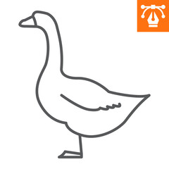 Goose line icon, outline style icon for web site or mobile app, animals and bird, goose vector icon, simple vector illustration, vector graphics with editable strokes.