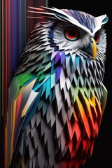 owl art colored illustration, coruja colorida ilustração, arte. GENERATIVE AI