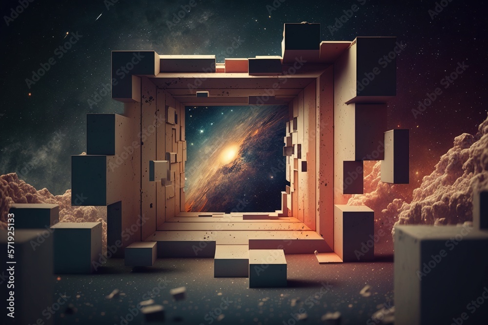 Wall mural AI generated, sci-fi starry sky background material