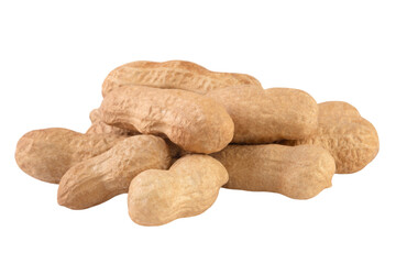 Heap of peanuts in shell isolated on transparent background.