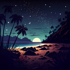 night landscape with a beach
