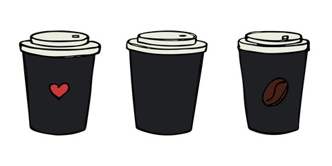 Cute cup of tea or coffee illustration. Simple cup clipart. Cozy home doodle set