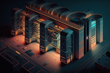 AI generation, 3D model of factory buildings