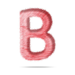 Alphabet letter b design with pink fur texture
