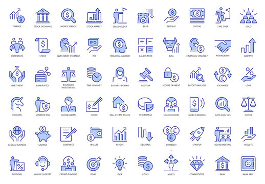 Finance Blue Icons Set