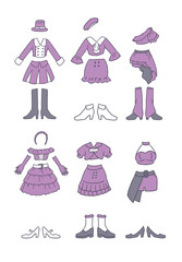 紫のアイドル衣装のイラストセット
