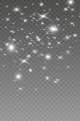 The white dust sparks and star shine with special light Christmas sparkl light effect, shine lights, vector illustration.
