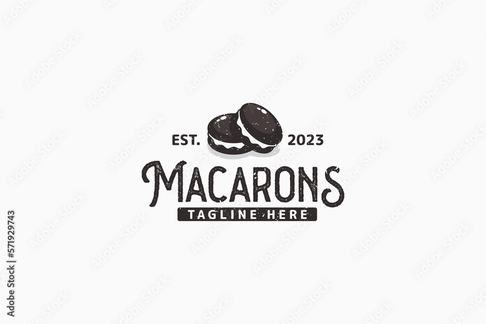 Canvas Prints macarons logo in vintage style for any business, especially patisserie, bakery, cafe, etc.