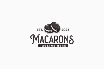 Foto op Canvas macarons logo in vintage style for any business, especially patisserie, bakery, cafe, etc. © cahiwak