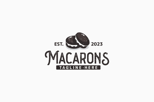 macarons logo in vintage style for any business, especially patisserie, bakery, cafe, etc.