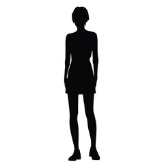 Silhouette of a woman standing,  business people,vector illustration, black color, isolated on white background