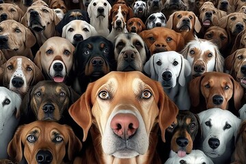 many dogs looking at you illustration generative ai