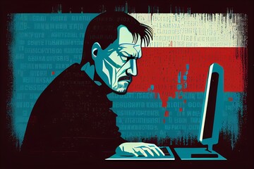 Russian hacking, conceptual illustration. Generative AI