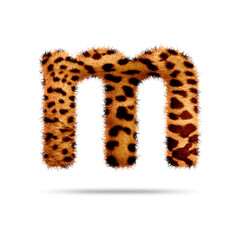 Small alphabet letter m design with leopard fur texture