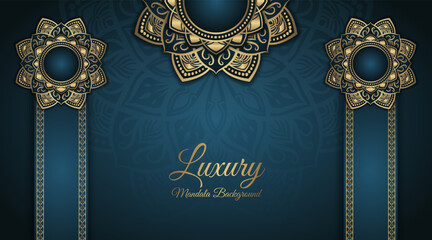 Green luxury background, with golden mandala
