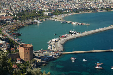 Obraz premium Aerial View of Alanya Town in Antalya, Turkiye