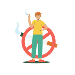A hand-drawn illustration for World No Tobacco Day. A man smokes and is not happy