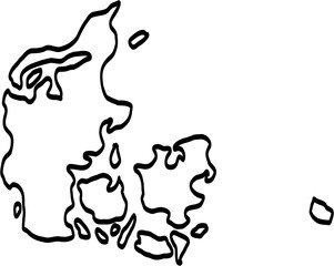 doodle freehand drawing of denmark map.