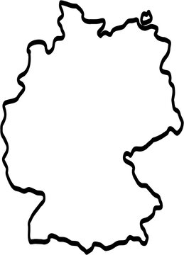 Doodle Freehand Drawing Of Germany Map.