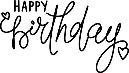 Vector illustration: Handwritten modern brush lettering of Happy Birthday on chalkboard background. Typography design.
