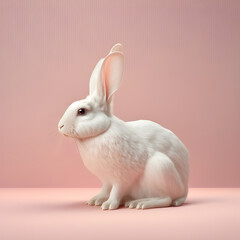 Obraz premium Portrait of a white easter bunny, 3D rendering