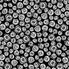 Sketchy hand-drawn scribble circles vector seamless pattern. Black dots. Abstract background with different textured round shapes for Wallpaper, wrapping, fabric, textile