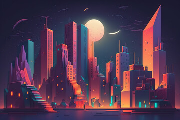 Futuristic fantasy city illustration is generative by AI tools.